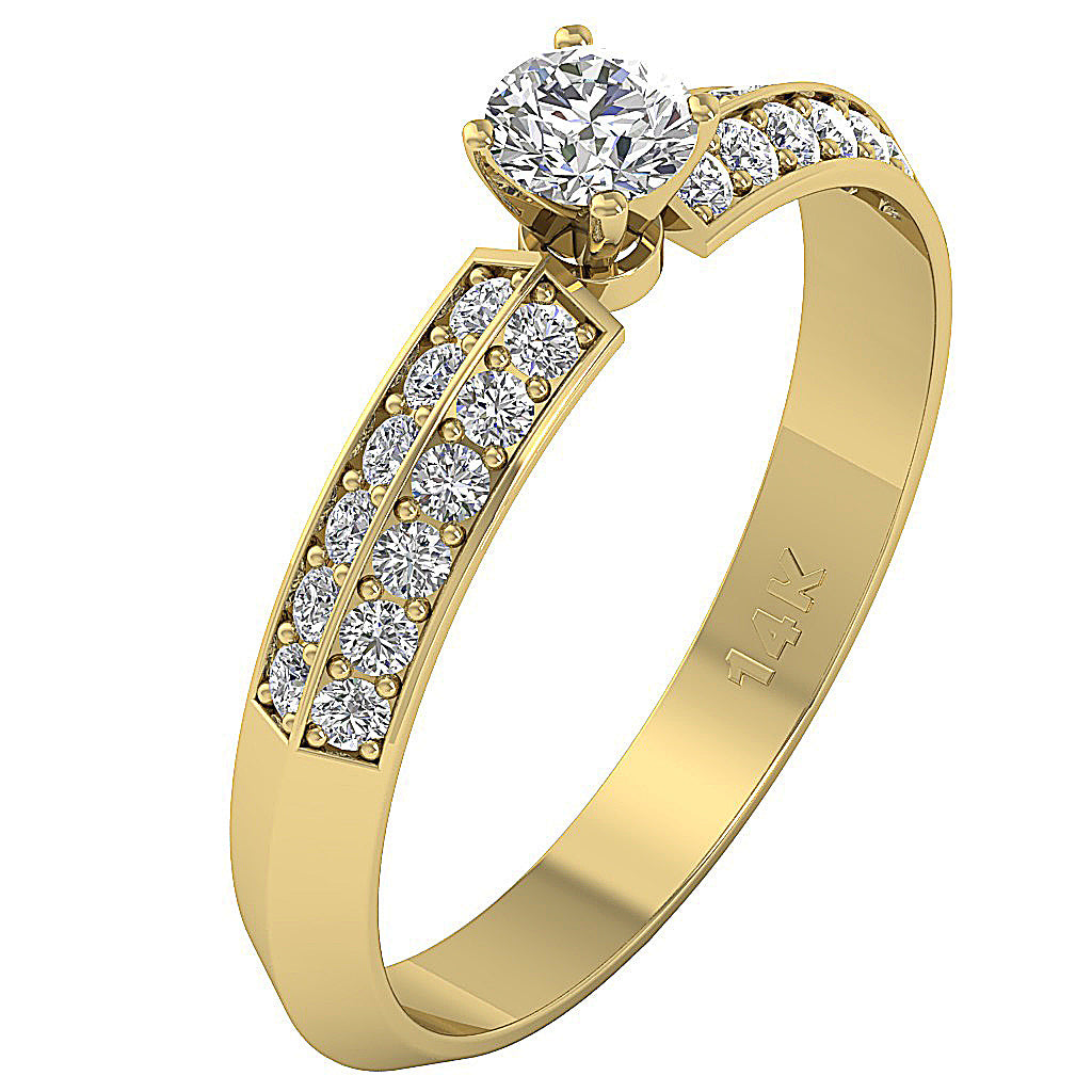 The Lee 14k Solid Gold Genuine Diamond Solitaire Engagement Ring For H
