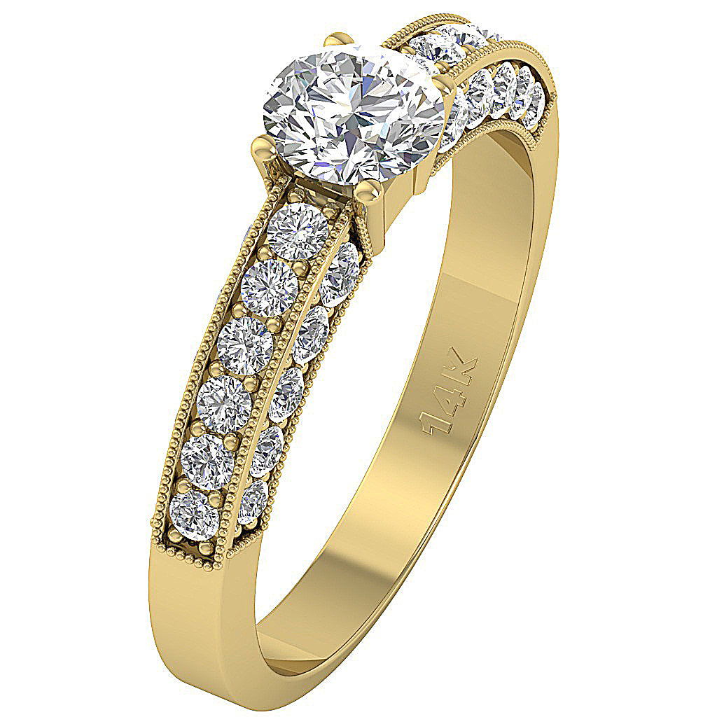 The Langston 14k Gold Round Diamond Solitaire Wedding Ring