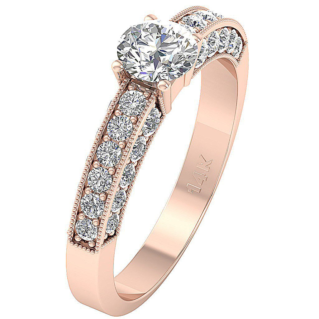 The Langston 14k Gold Round Diamond Solitaire Wedding Ring