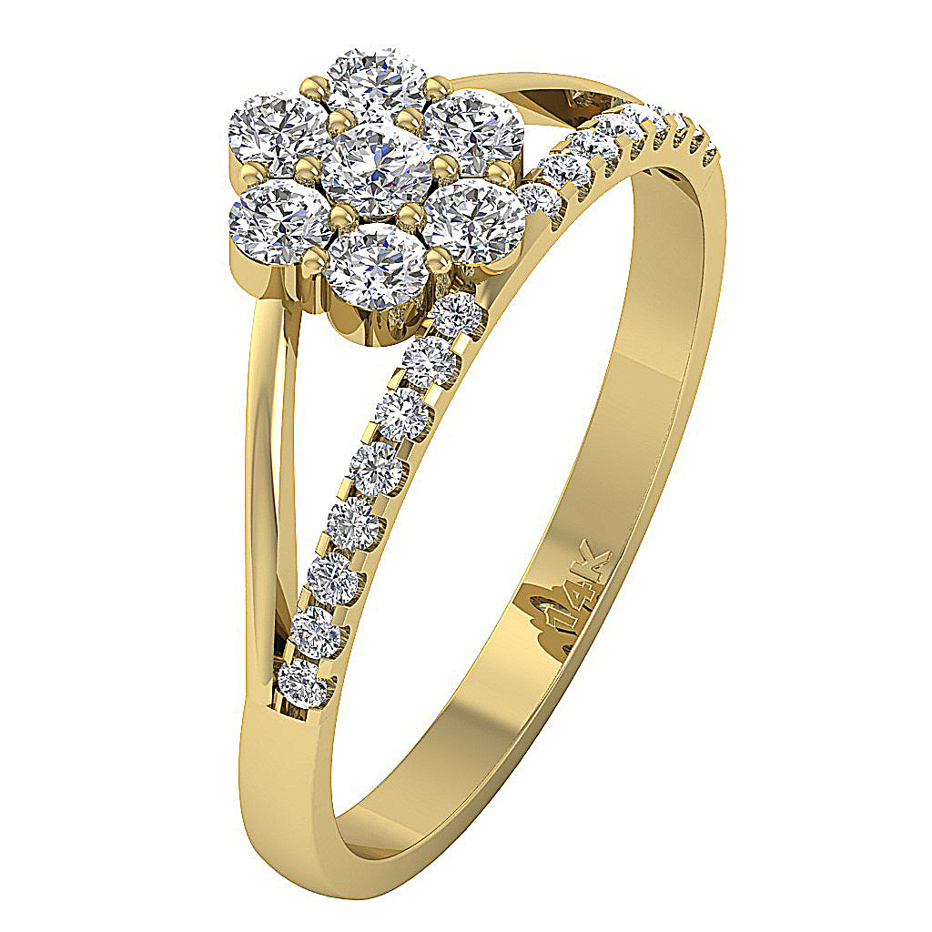 The Lance 14k Gold Round Diamond Fancy Solitaire Engagement Ring For Her