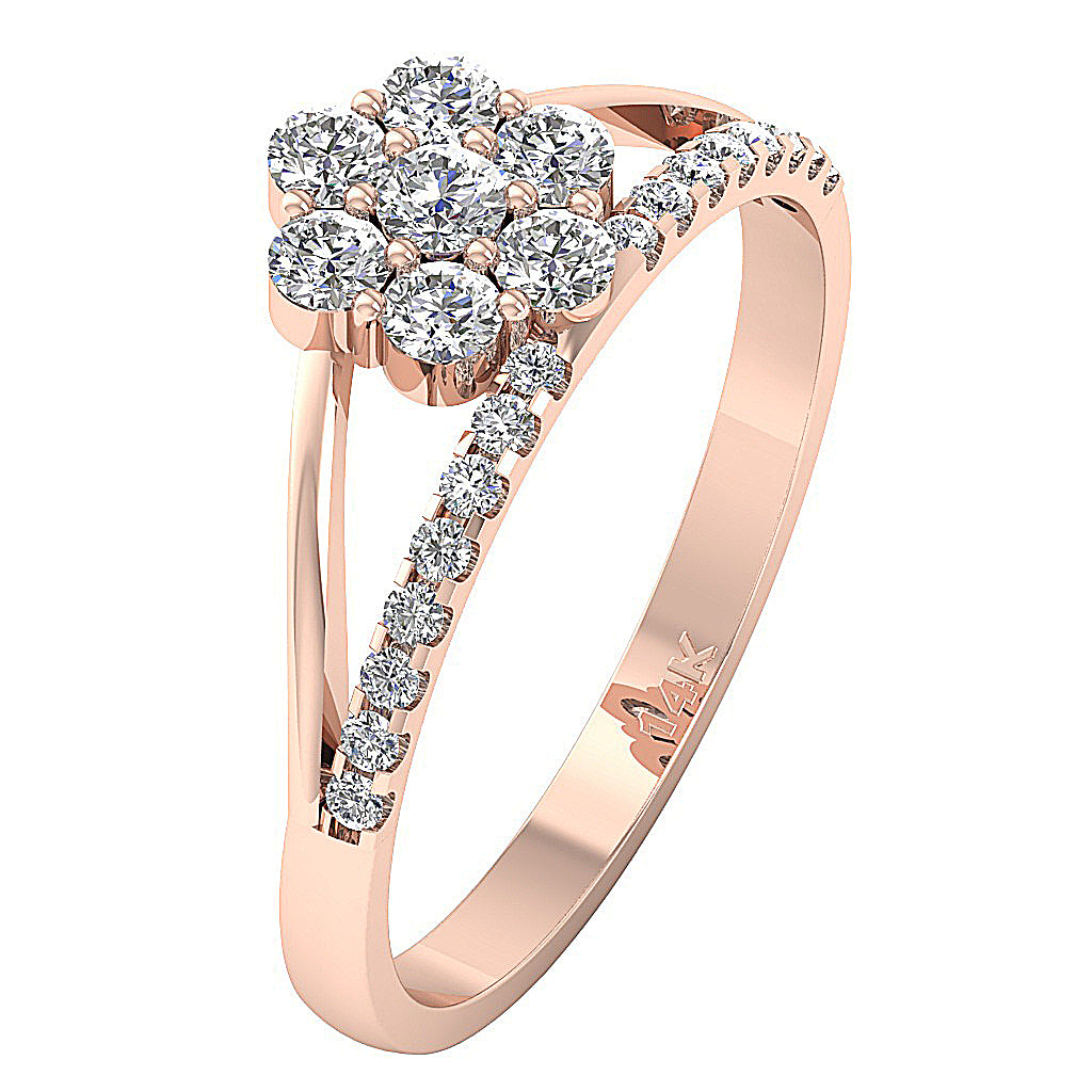 The Lance 14k Gold Round Diamond Fancy Solitaire Engagement Ring For Her