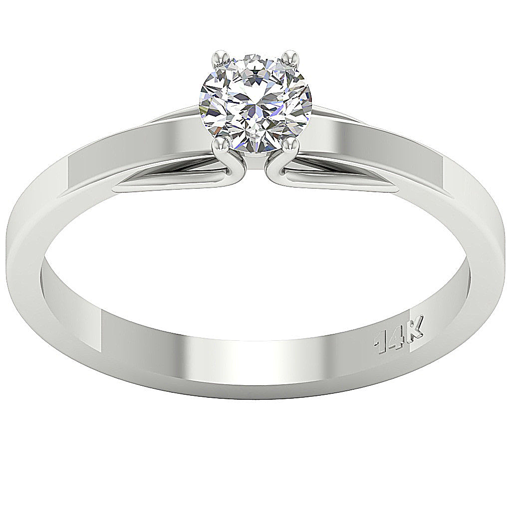 The Ahmed 14k Solid Gold Round Diamond Solitaire Engagement Ring Prong Set 2.00 mm