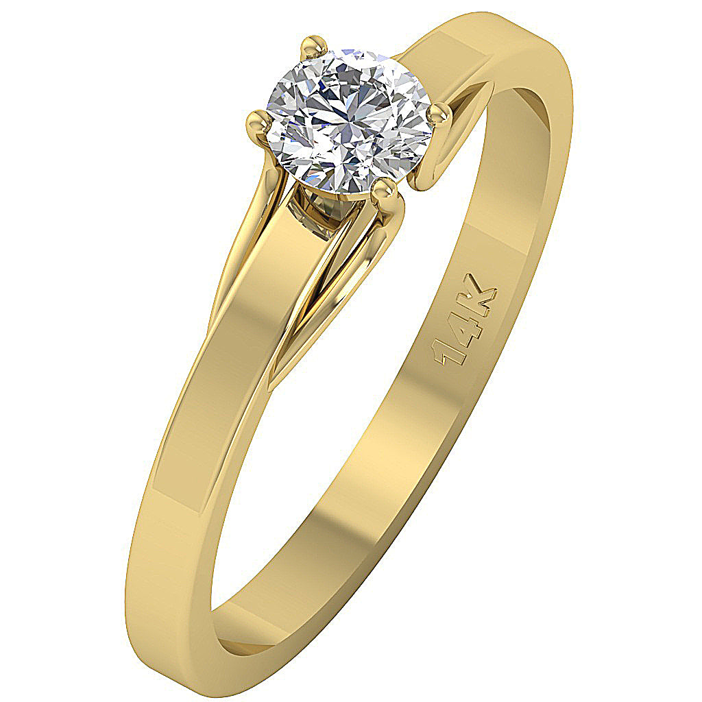 The Ahmed 14k Solid Gold Round Diamond Solitaire Engagement Ring Prong Set 2.00 mm