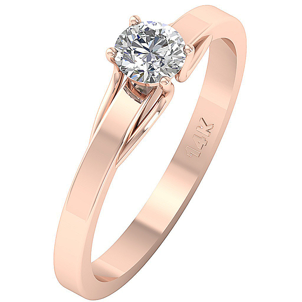 The Ahmed 14k Solid Gold Round Diamond Solitaire Engagement Ring Prong Set 2.00 mm