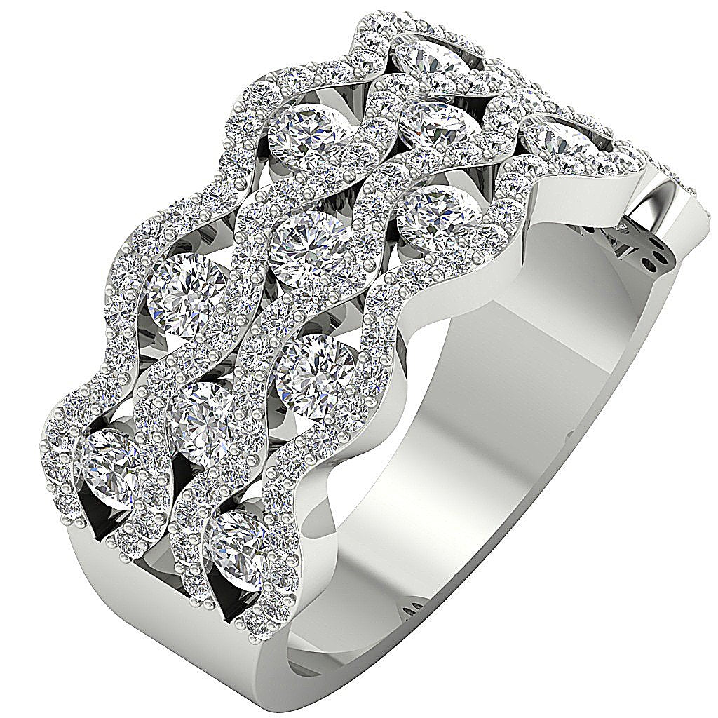 Prong Set Designer Anniversary Ring Round Diamond 14K White Yellow Rose Gold I1 G 2.50 Ct