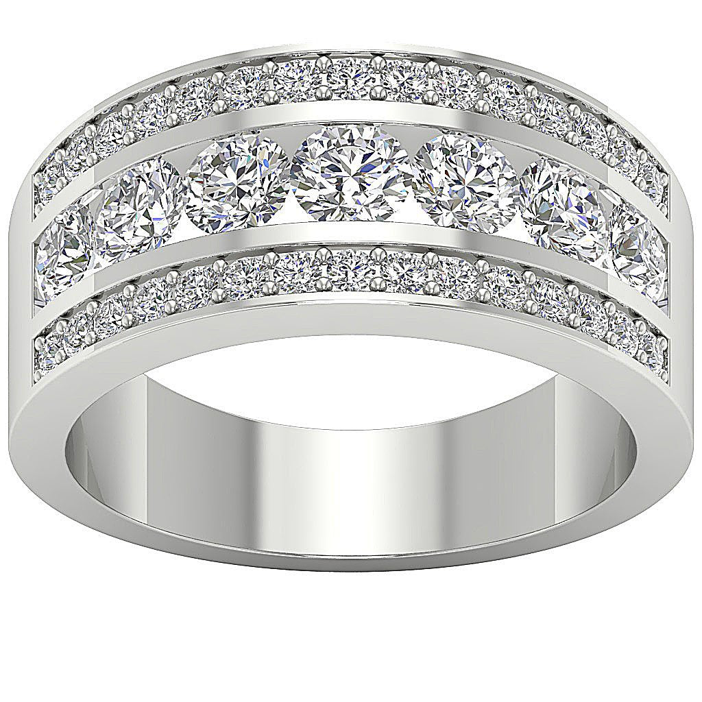 Genuine Diamond Cut Wedding Ring Channel Set SI1 G 2.25 Ct 14K Rose Gold 9.90 MM