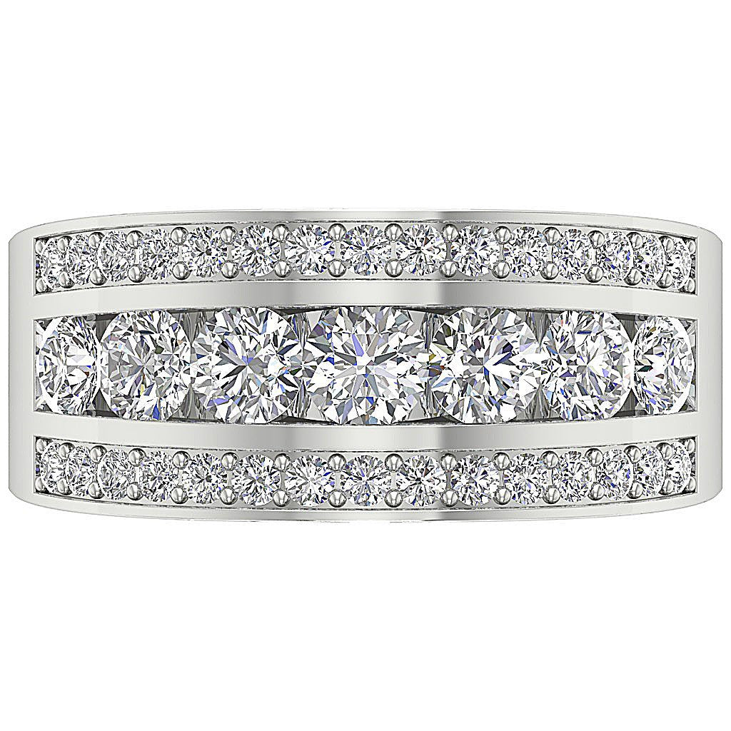 Genuine Diamond Cut Wedding Ring Channel Set SI1 G 2.25 Ct 14K Rose Gold 9.90 MM