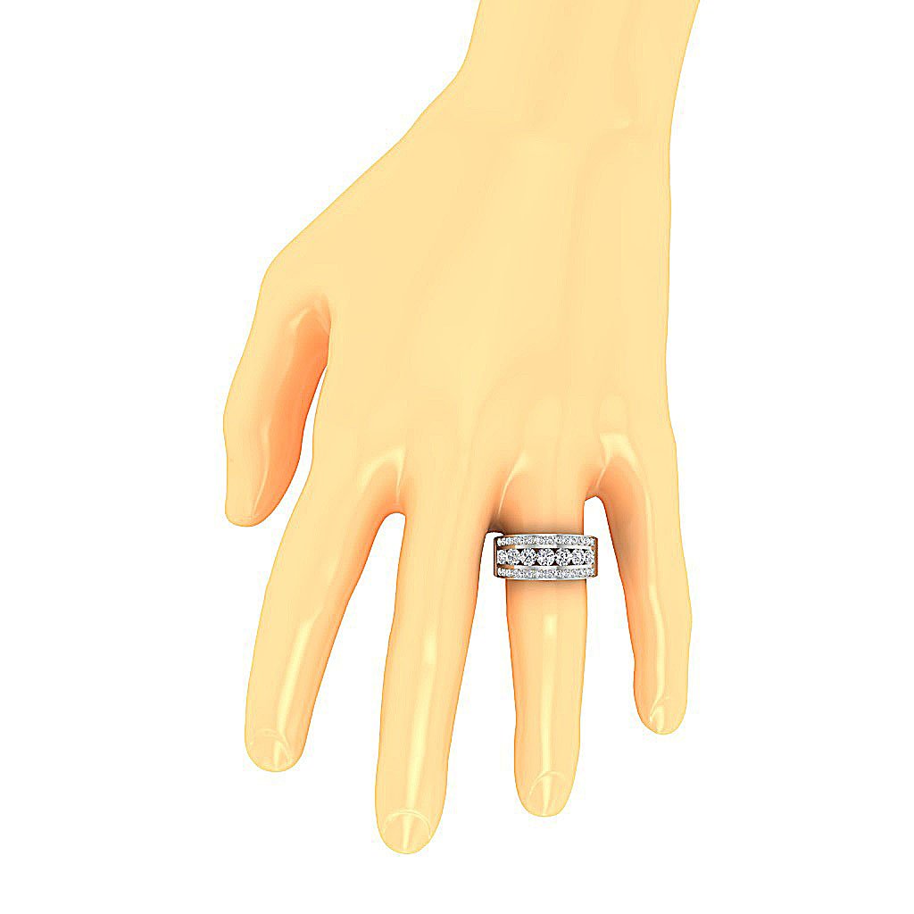 Genuine Diamond Cut Wedding Ring Channel Set SI1 G 2.25 Ct 14K Rose Gold 9.90 MM