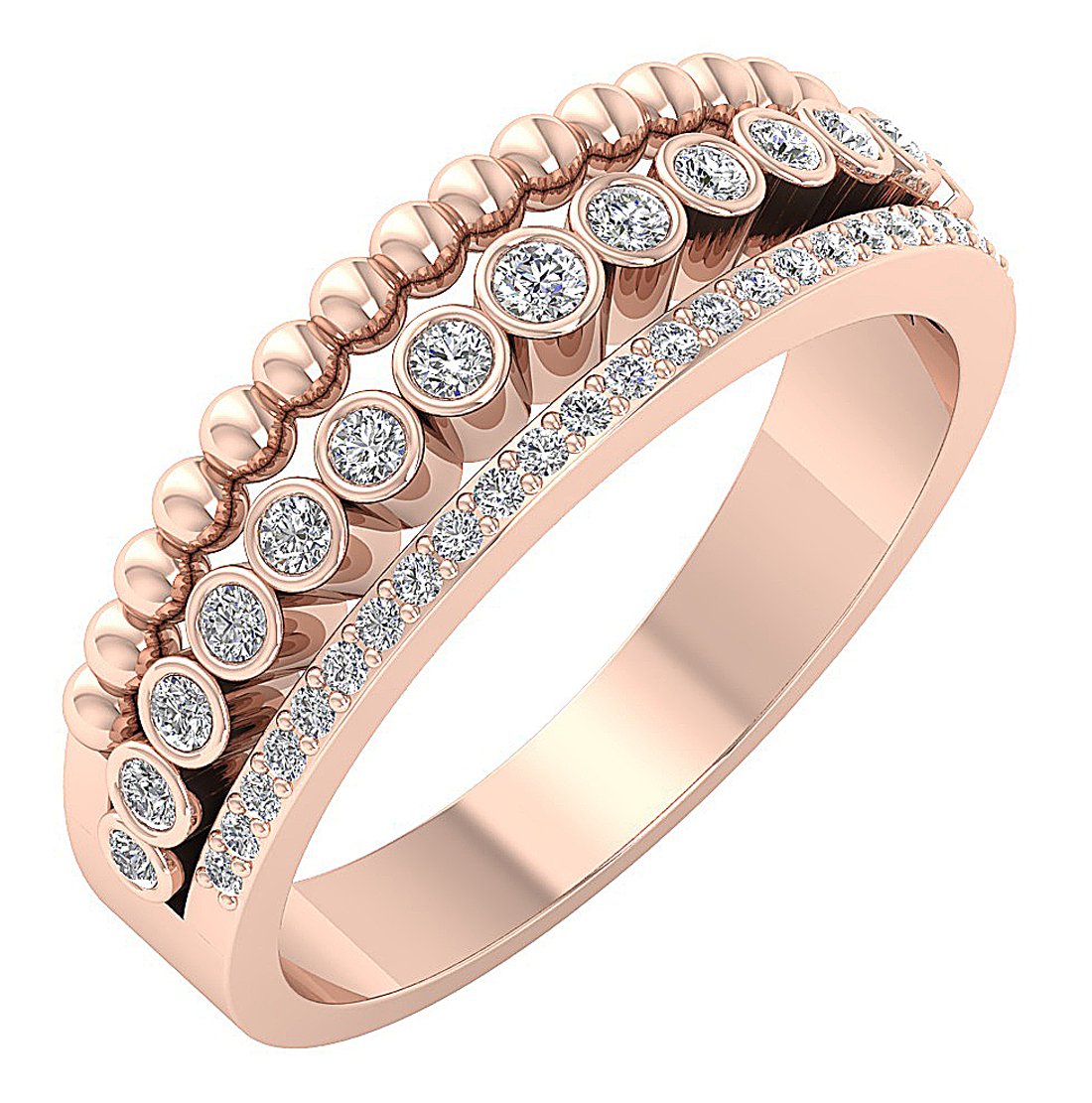 14k White Yellow Rose Gold Wedding Ring I1 G 0.50 Ct Natural Diamond Prong Bezel Set 6.90MM