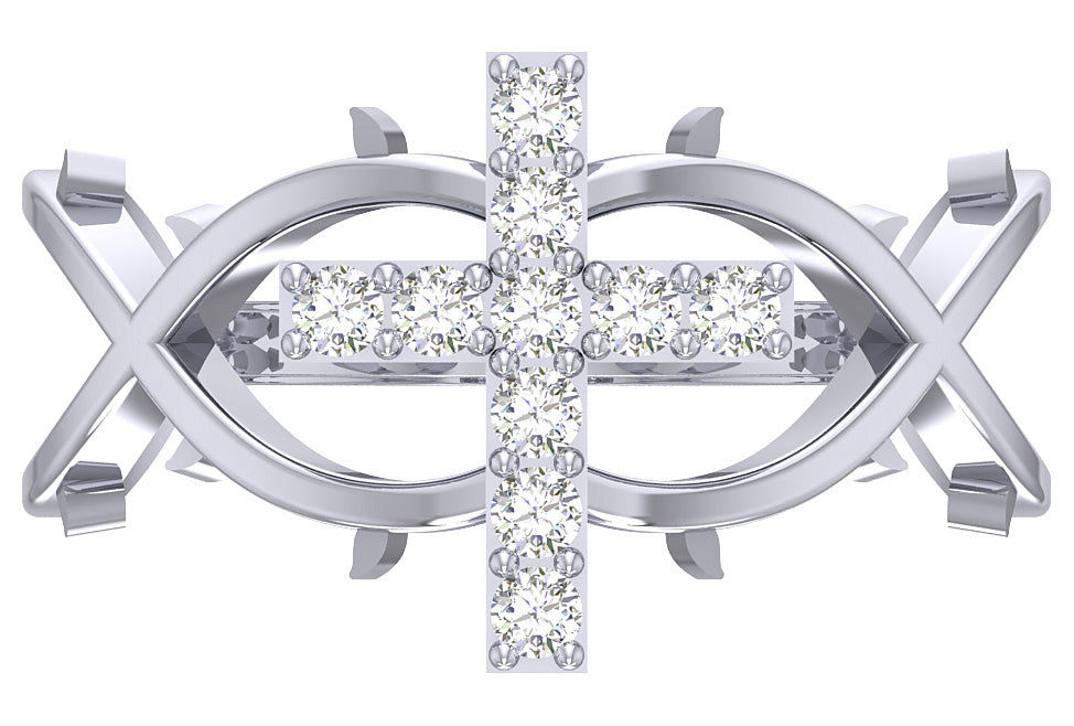Cross Anniversary Wedding Ring SI1 G 0.30 Ct Round Cut Genuine Diamond 14K Solid White Gold