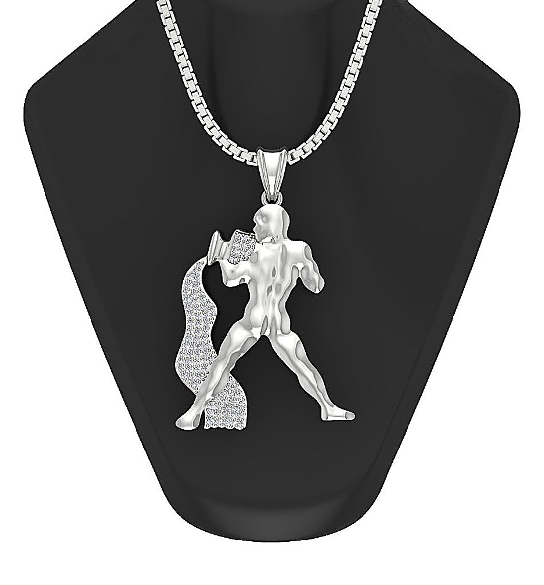 Round Diamond I1/SI1 G 0.35 Carat Aquarus Zodiac Sign Pendant Necklace 14K/18K Gold