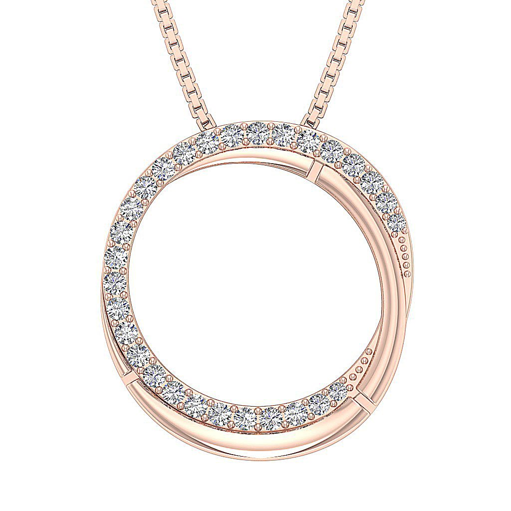 Circle Shape Anniversary Pendants Round Diamond VVS1/VS1/SI1/I1 0.50 Ct 14k/18k Solid Gold Prong Set