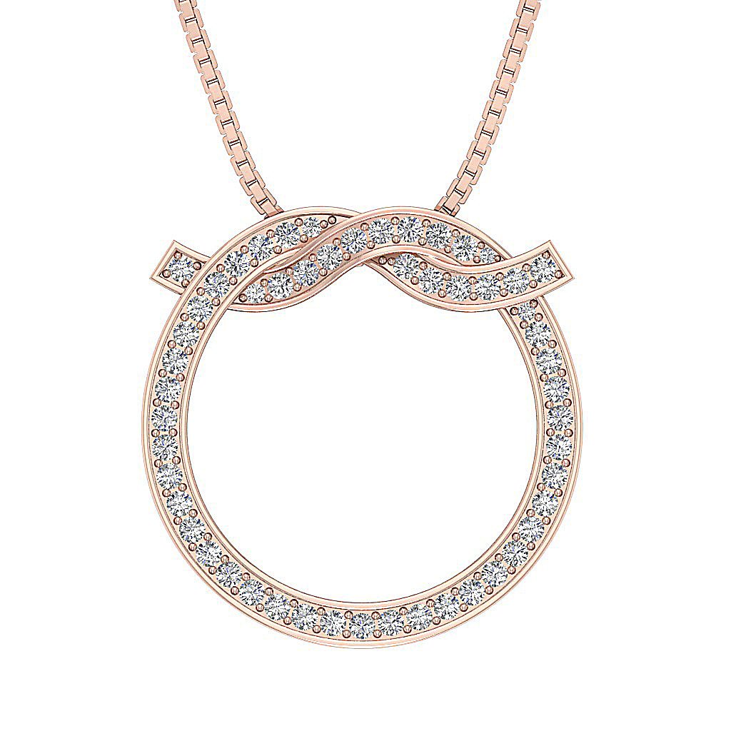 SI1/I1 G 0.60 Ct Circle Shape Pendants 14k/18k Solid Gold Round Diamonds