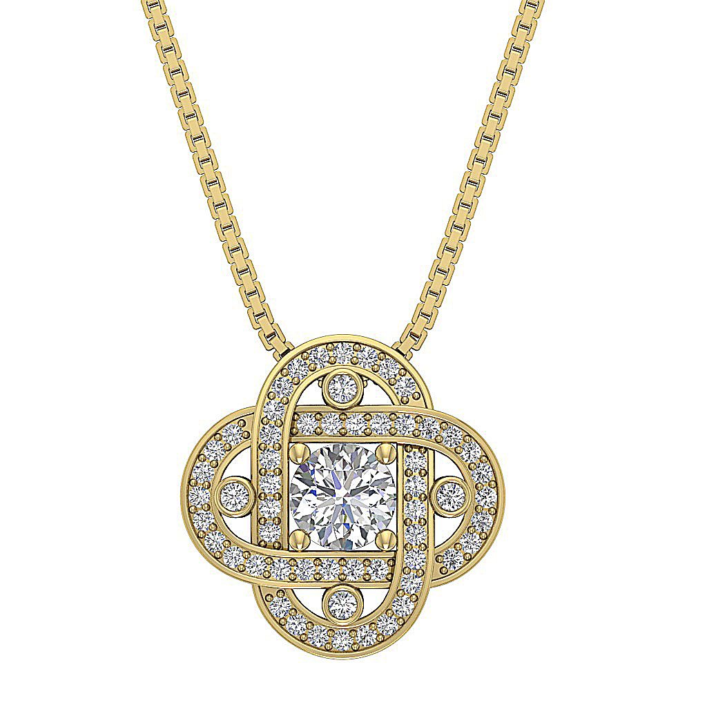 SI1/I1 G 0.85 Carat Designer Fashion Pendants Genuine Diamond 14k/18k Gold