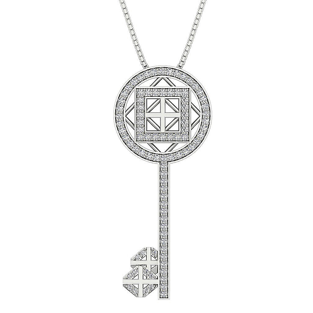 SI1/I1 G 0.65 Carat Key Shape Pendants 14k/18k Solid Gold Genuine Diamonds