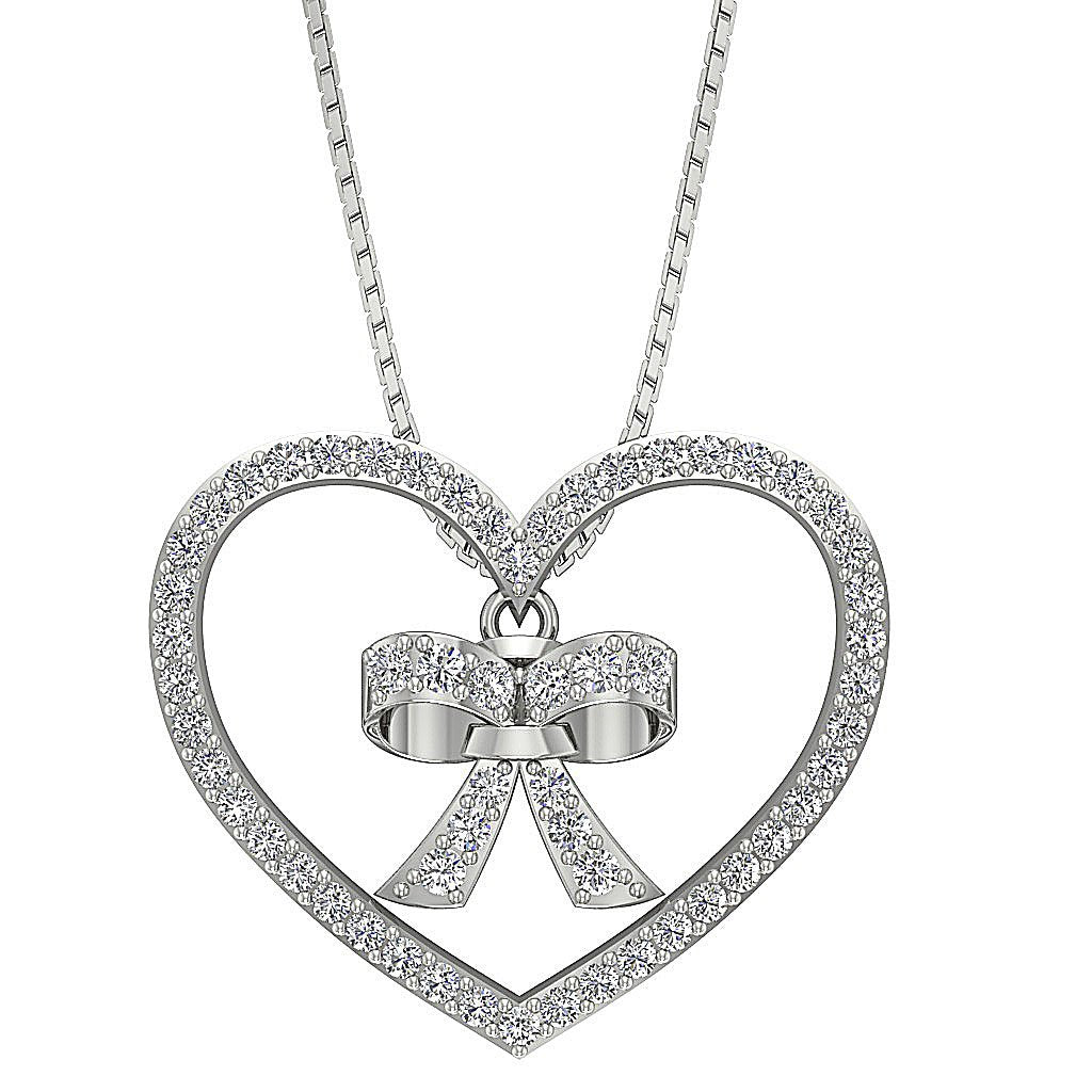 Heart Shape Pendants 14k/18k Solid Gold Genuine Diamonds SI1/I1 G 1.10 Ct