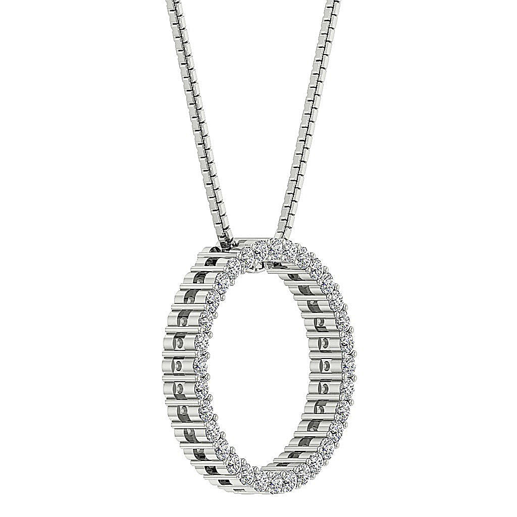Natural Diamond Circle Shape Engagement Pendants SI1/I1 G 0.75 Ct 14k/18k White Gold Prong Set