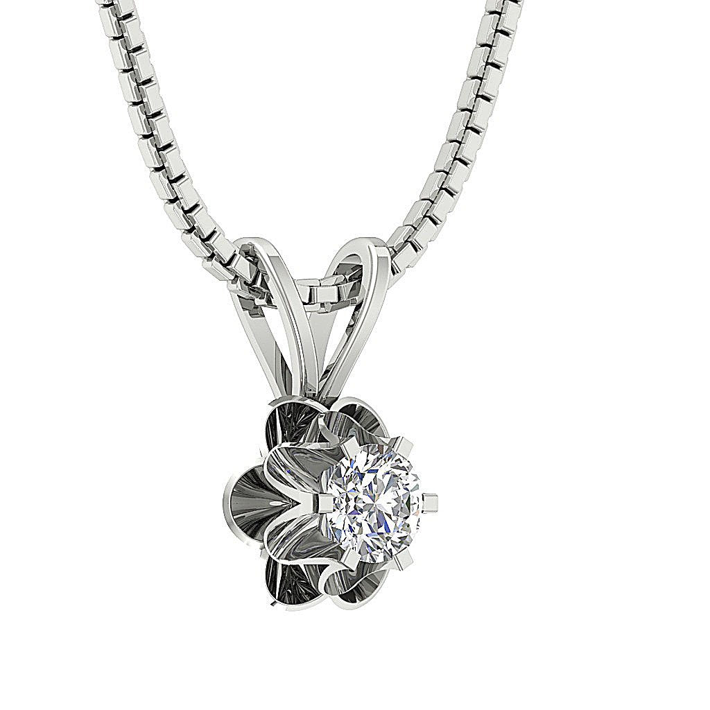 Natural Diamond SI1/I1 G 0.25 Ct Unique Solitaire Pendants 14k/18k Solid Gold