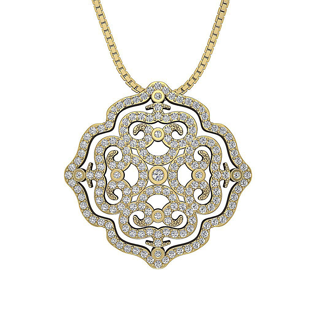 14k/18k Solid Gold Round Diamonds SI1/I1 G 1.00 Carat Antique Fashion Pendants