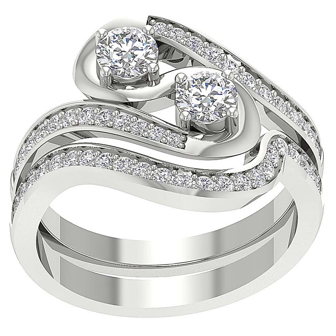 SI1 G 1.30 Ct Genuine Round Diamond Forever Us Two Stone Bridal Anniversary Ring 14k Rose Gold Appraisal