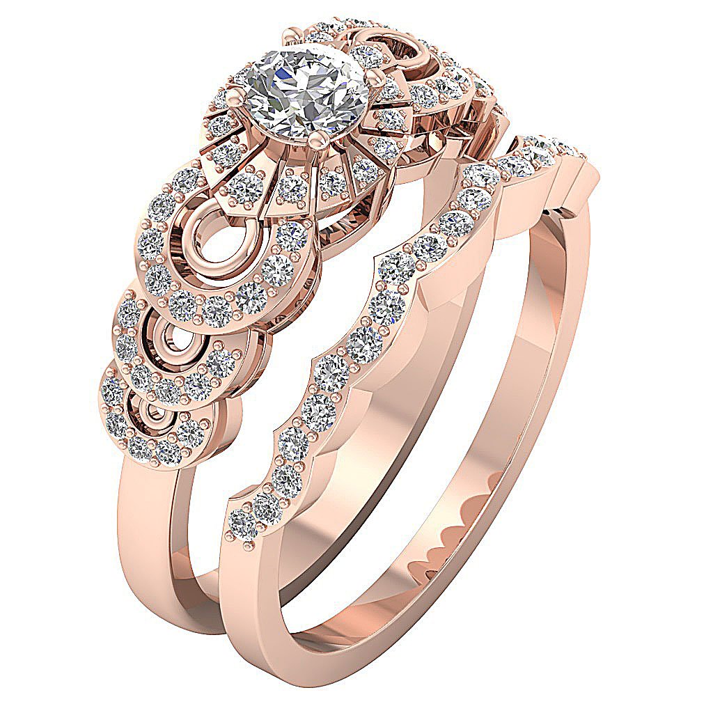 Diamond For Good Jewelers Wedding Bands Set SI1 G 0.80 Carat Round Diamond 14K Gold