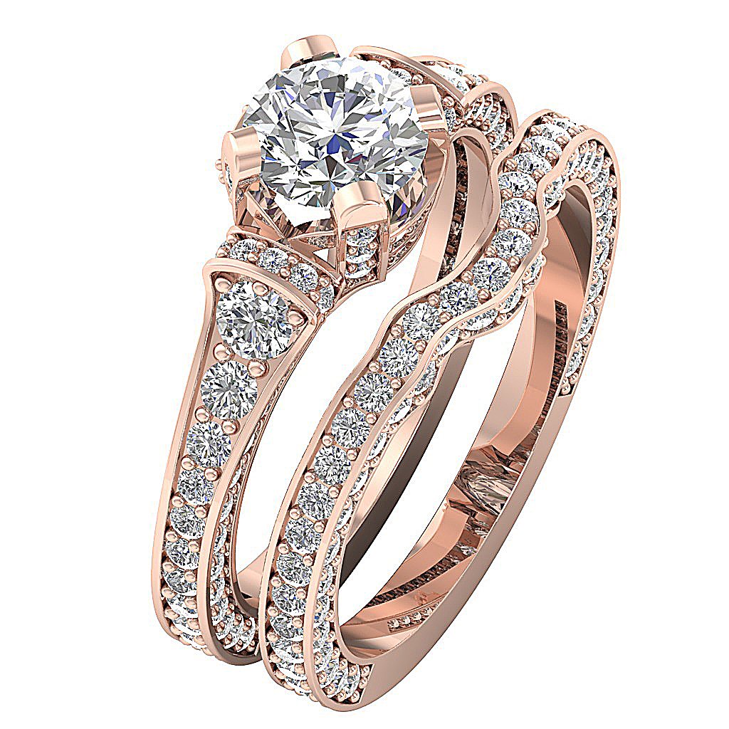 Solitaire Engagement And Wedding Band Sets I1 G 3.20 Ct Genuine Diamond 14K Gold