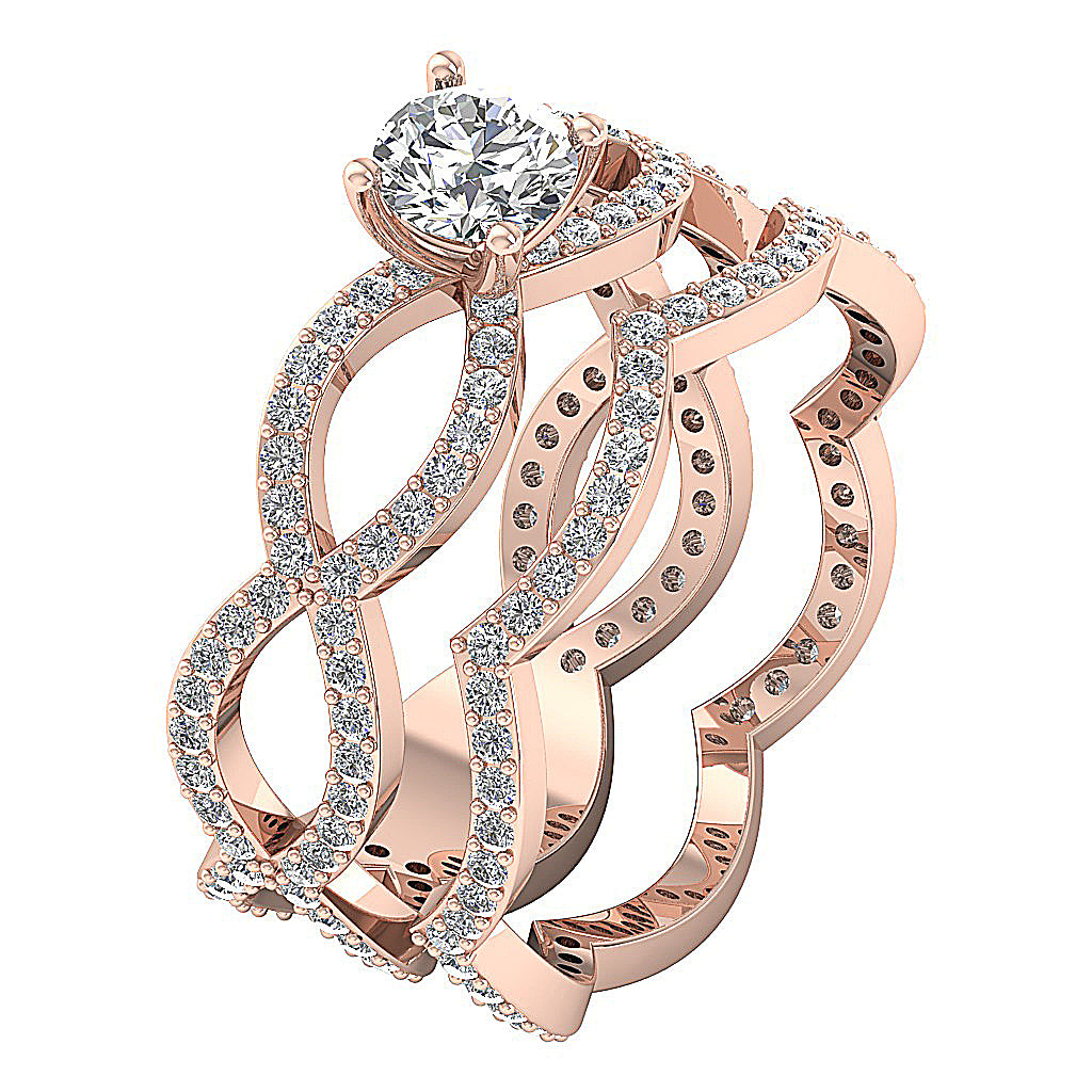 DesignerBridalAnniversaryRingSet14kRoseGold