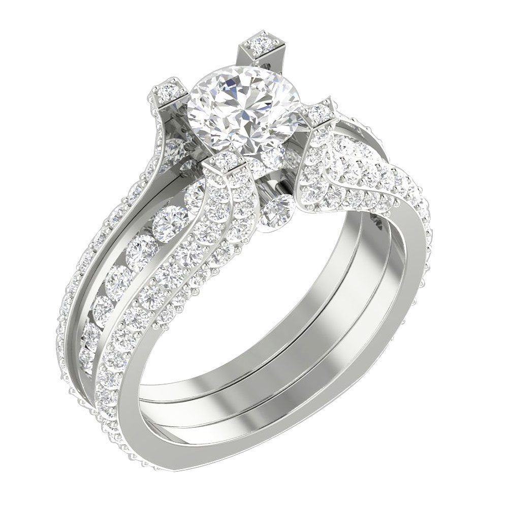 Round Diamond 14K Solid Gold Halo Bridal Anniversary Ring Prong Channel Set I1 G 3.75 Carat