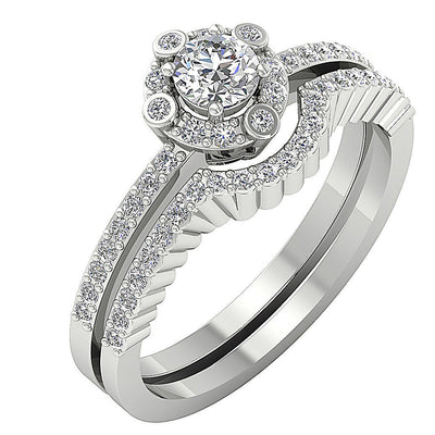 Designer Bridal Ring Round Diamond I1 G 0.80 Carat 14K Solid Gold 9.40 MM