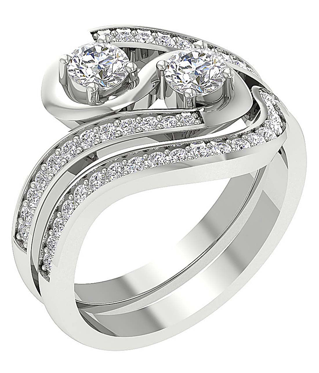 SI1 G 1.30 Ct Genuine Round Diamond Forever Us Two Stone Bridal Anniversary Ring 14k Rose Gold Appraisal