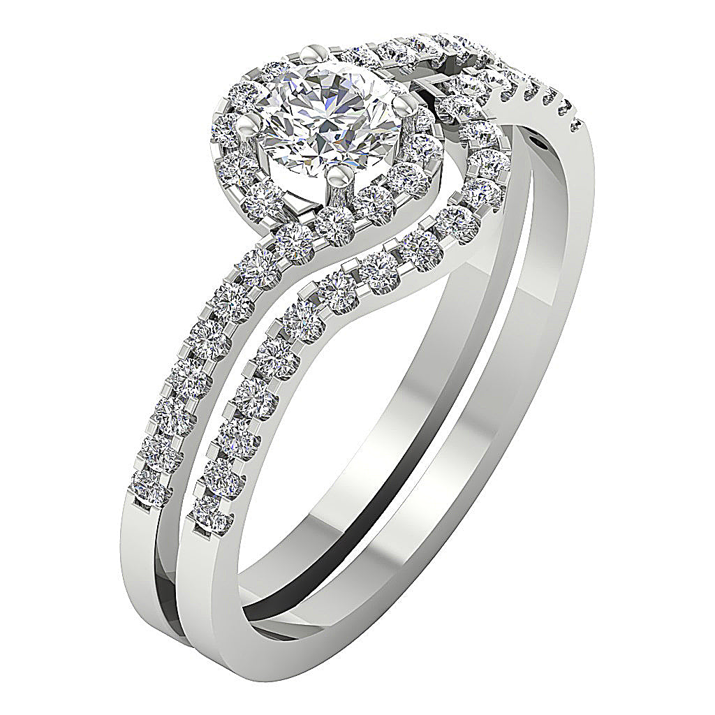 DesignerBridalEngagementRingSet14kWhiteGold