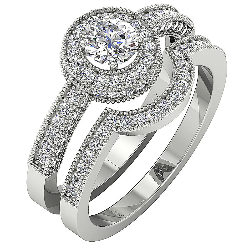 DesignerBridalWeddingRingSet14kWhiteGold