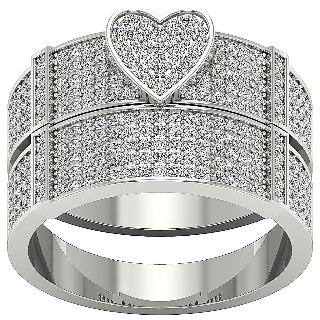 Heart Wedding Rings Bridal Set SI1 G 1.25 Carat Genuine Diamond 14k Gold