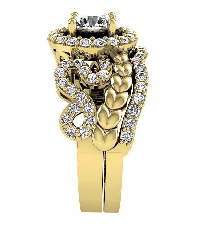 Designer Bridal Halo Ring Set I1 G 1.60 Ct Genuine Diamond 14K White Yellow Rose Gold