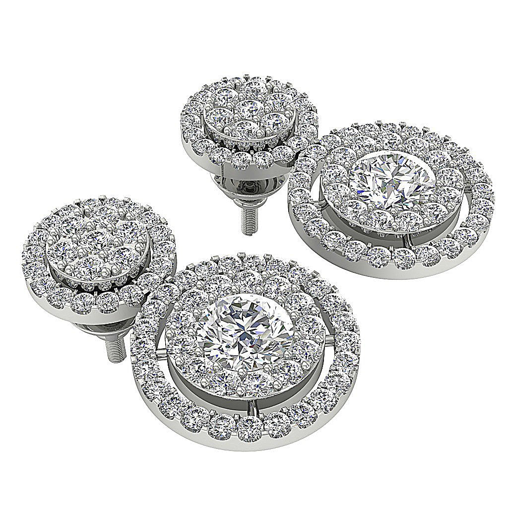 Prong Set Dangle Engagement Earrings Natural Diamond SI1/I1 G 2.55 Ct 18k/14k White Yellow Rose Gold
