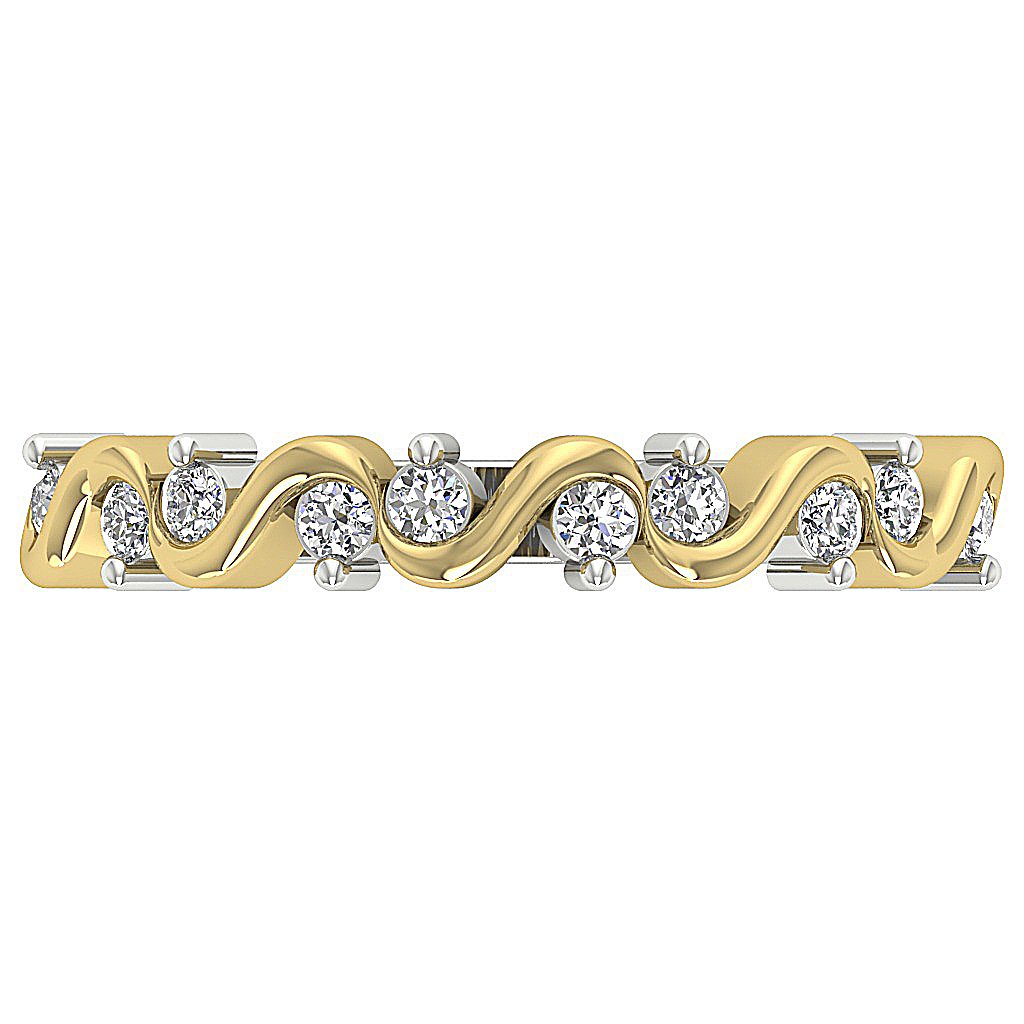 Natural Diamond 14k Two tone Gold Designer Engagement Ring SI1 G 0.30 Ct 3.40 MM