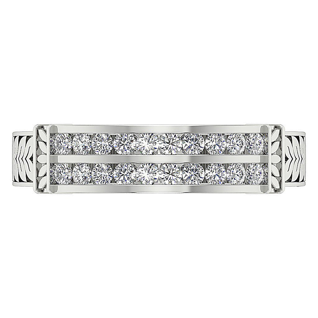 Round Diamond I1 G 0.50 Ct Anniversary Ring Prong Channel Set 14k Yellow Gold 5.20 MM