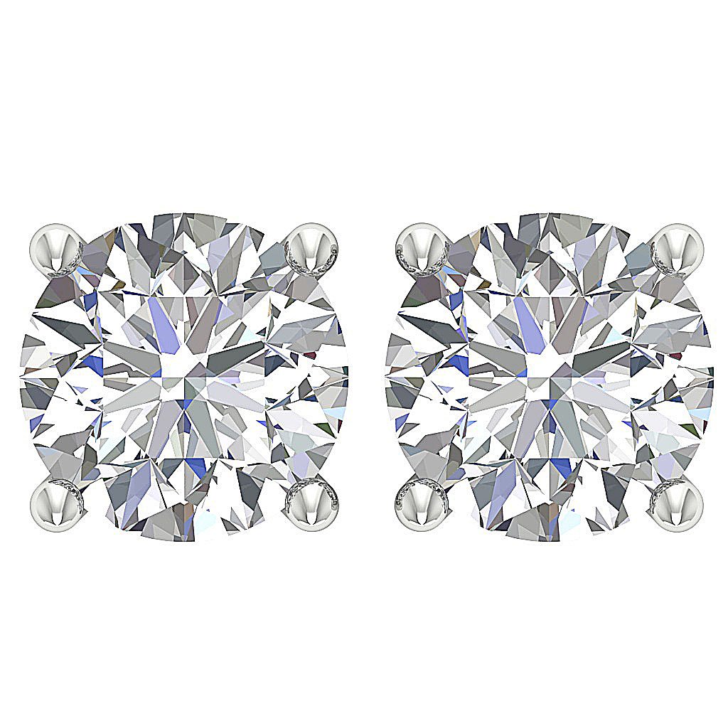 14k / 18k Solid Gold Solitaire Studs Earrings Set I1 G 1.70 Ct Genuine Diamond