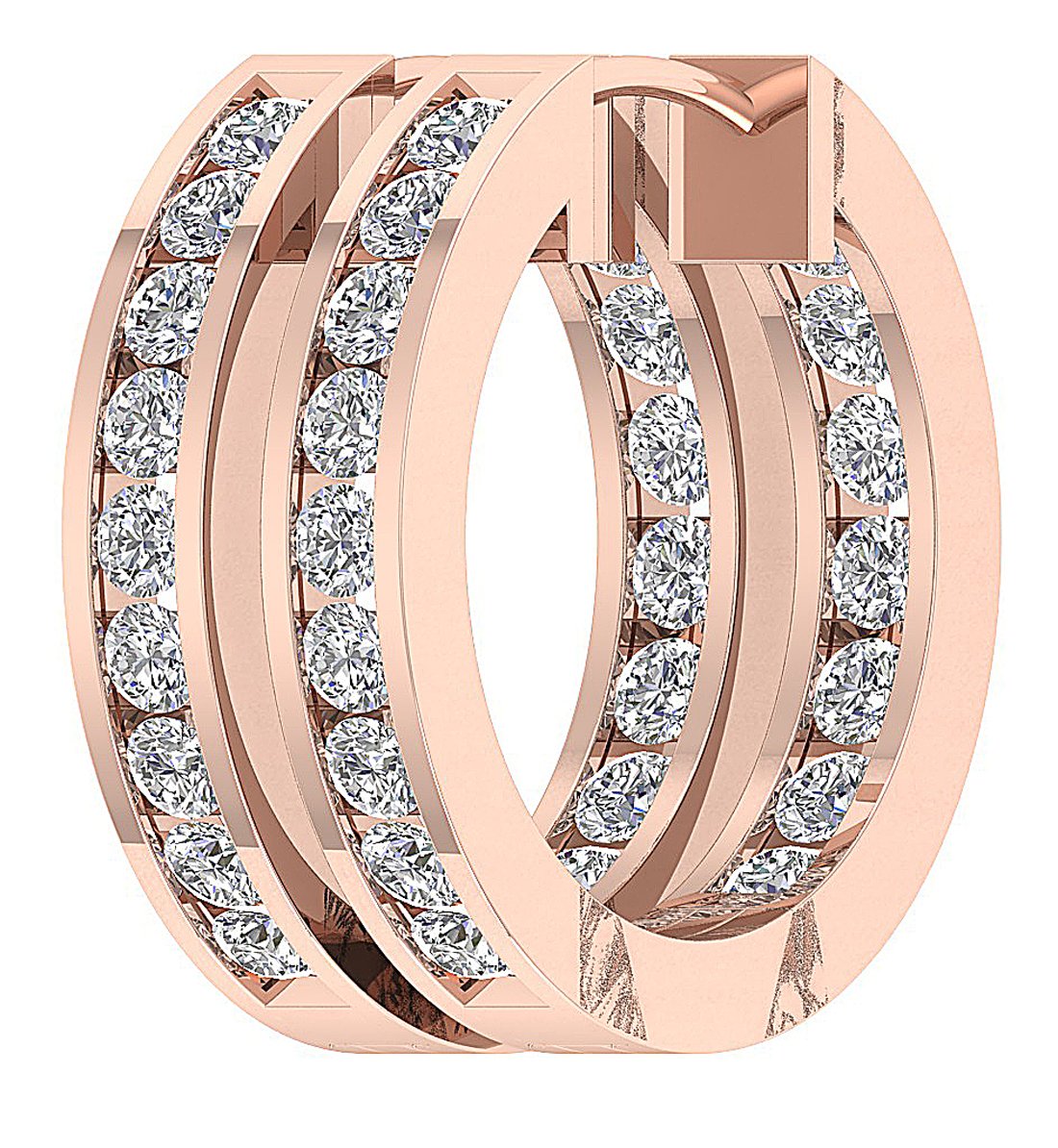 Round Diamond Inside Outside Hoop Anniversary Earrings I1 G 3.00 Ct 18k/14k White Gold Prong Set