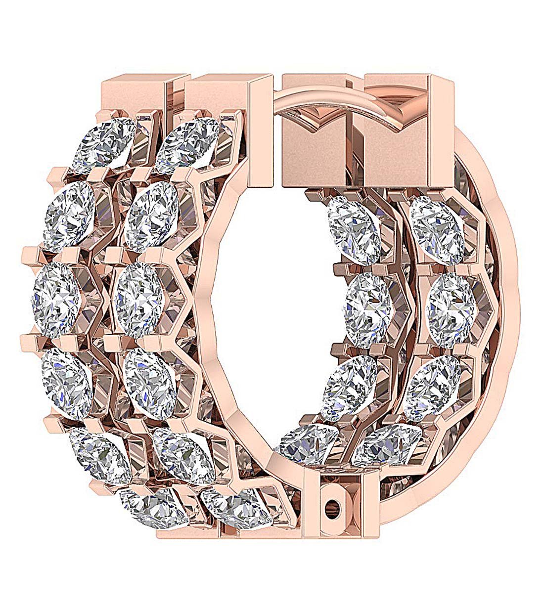 Designer Large Hoop Anniversary Earrings Round Diamond SI1/I1 G 3.50 Ct 18k/14k Solid Gold Prong Set
