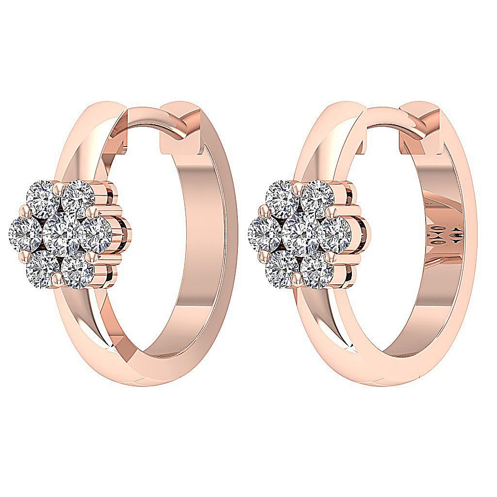 Medium Hoop Anniversary Earrings Round Diamond VVS1/VS1/SI1/I1 0.50 Ct 18k/14k Solid Gold Prong Set