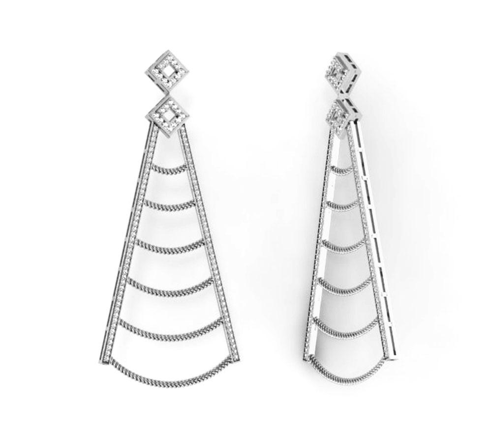 Prong Set Chandelier Engagement Earrings Natural Diamond SI1/I1 G 1.10 Ct 18k/14k White Yellow Rose Gold