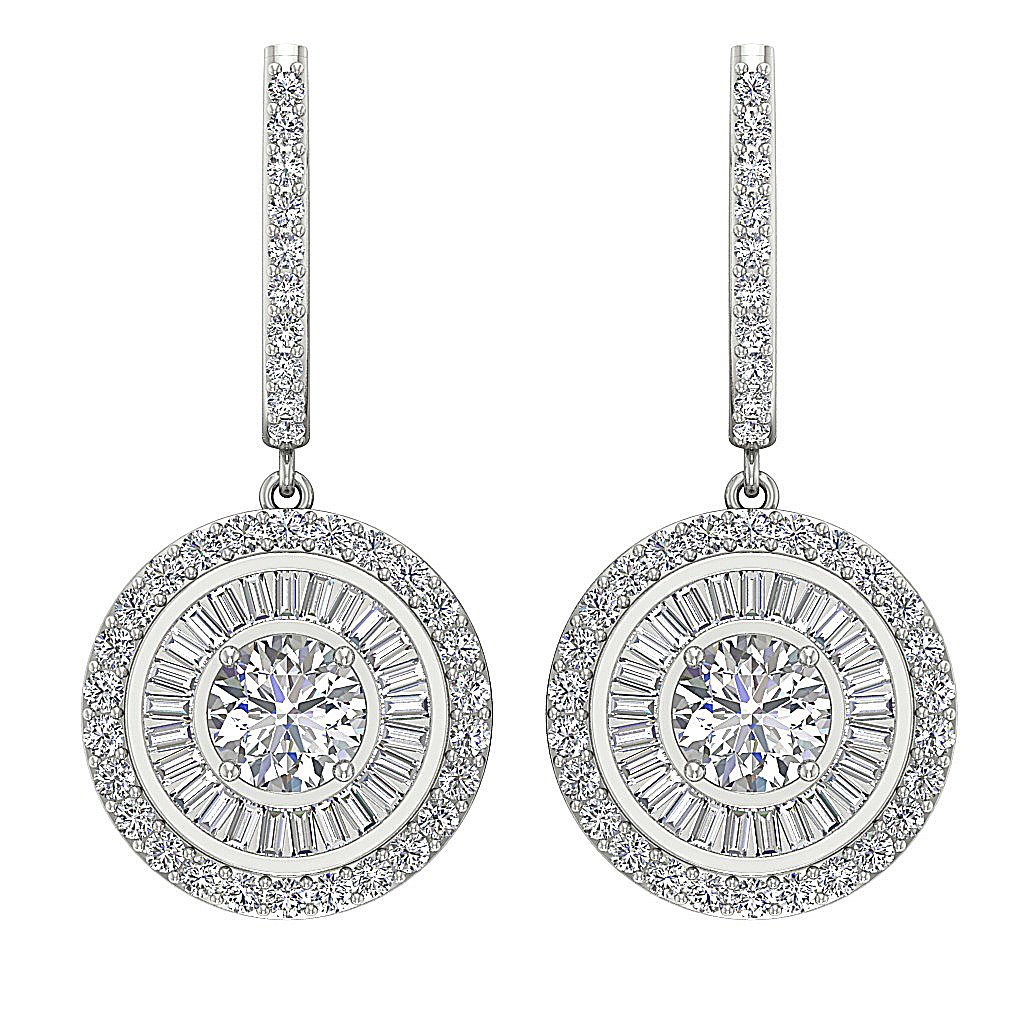 Chandelier Wedding Earring Genuine Diamond I1 G 3.40 Ct 14k Solid Gold Prong Channel Set
