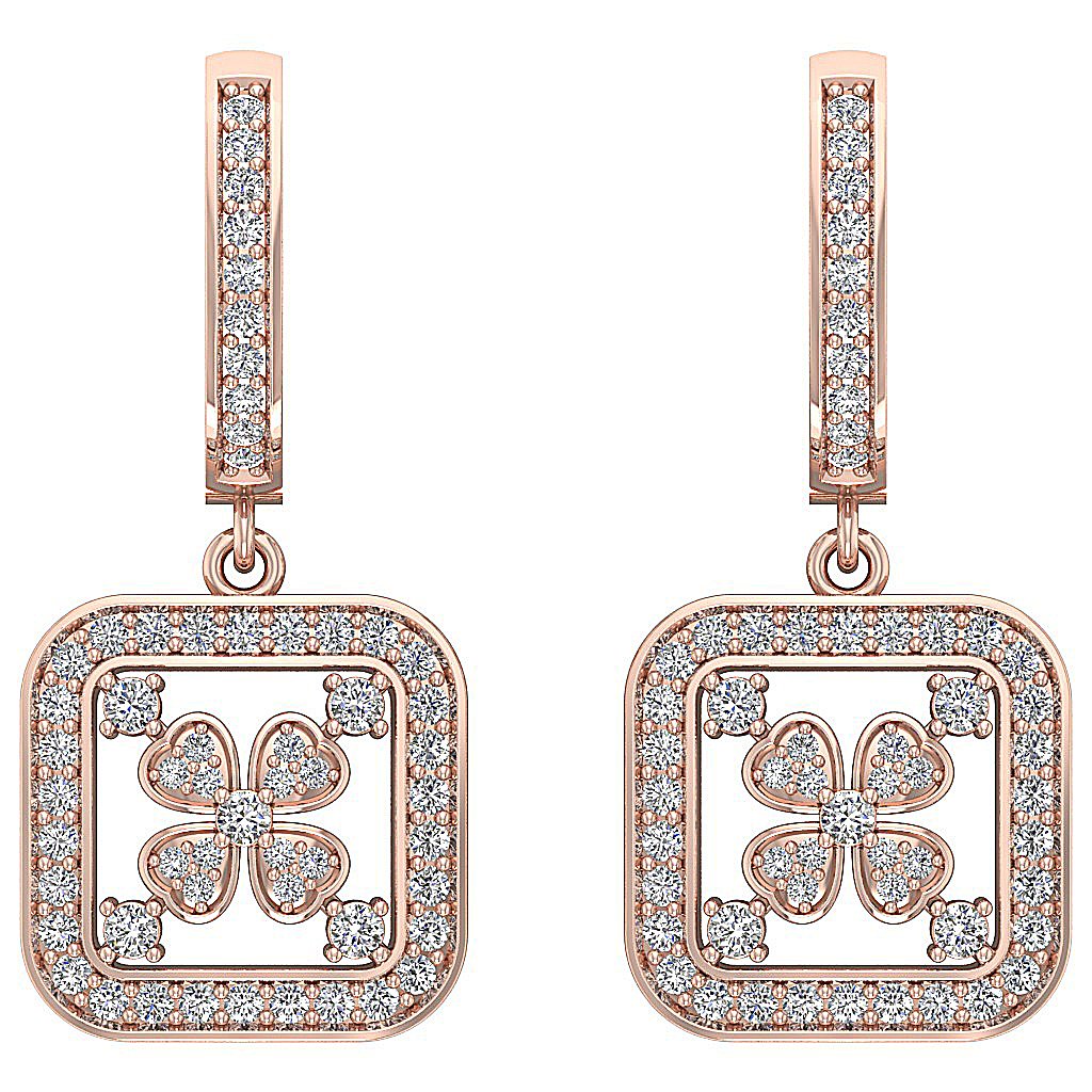 Prong Set Dangle Wedding Earrings Genuine Diamond VVS1/VS1/SI1/I1 G 1.50 Ct 18k/14k White Yellow Rose Gold