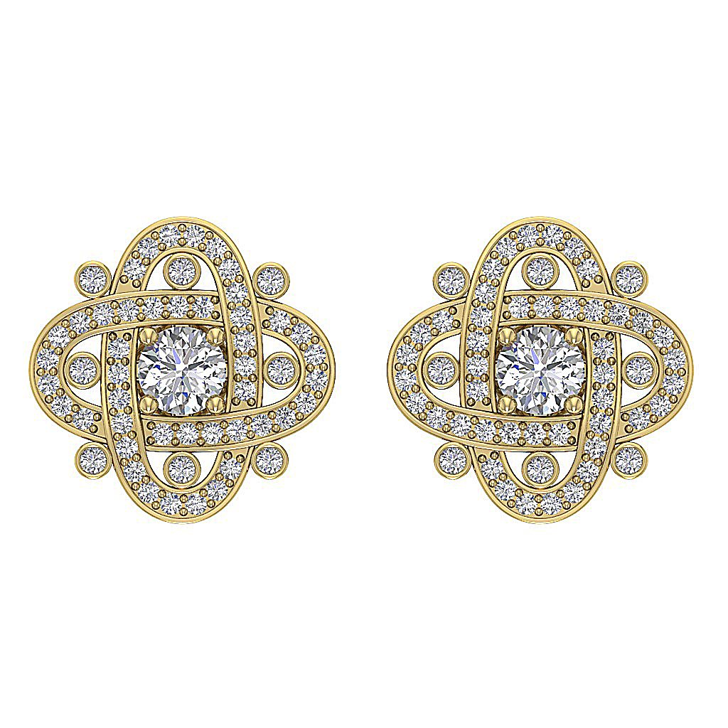 Natural Diamond Fashion Engagement Earrings SI1/I1 G 1.50 Ct 18k/14k White Gold Prong Bezel Set