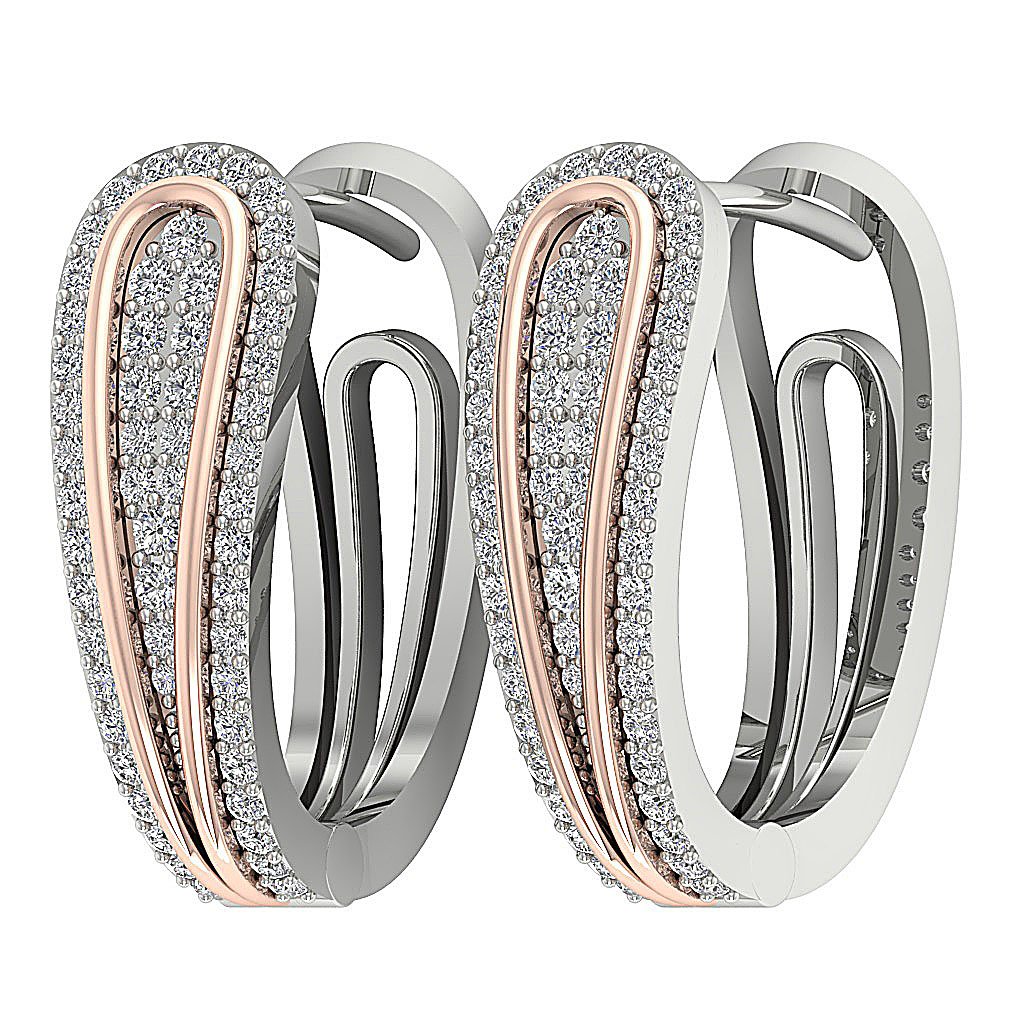 Large Hoop Wedding Earrings Genuine Diamond SI1/I1 G 1.10 Ct 18k/14k Yellow Gold Prong Set