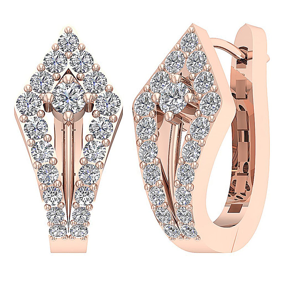 Medium Hoop Wedding Earrings Genuine Diamond VVS1/VS1/SI1/I1 0.90 Ct 18k/14k Solid Gold Prong Set