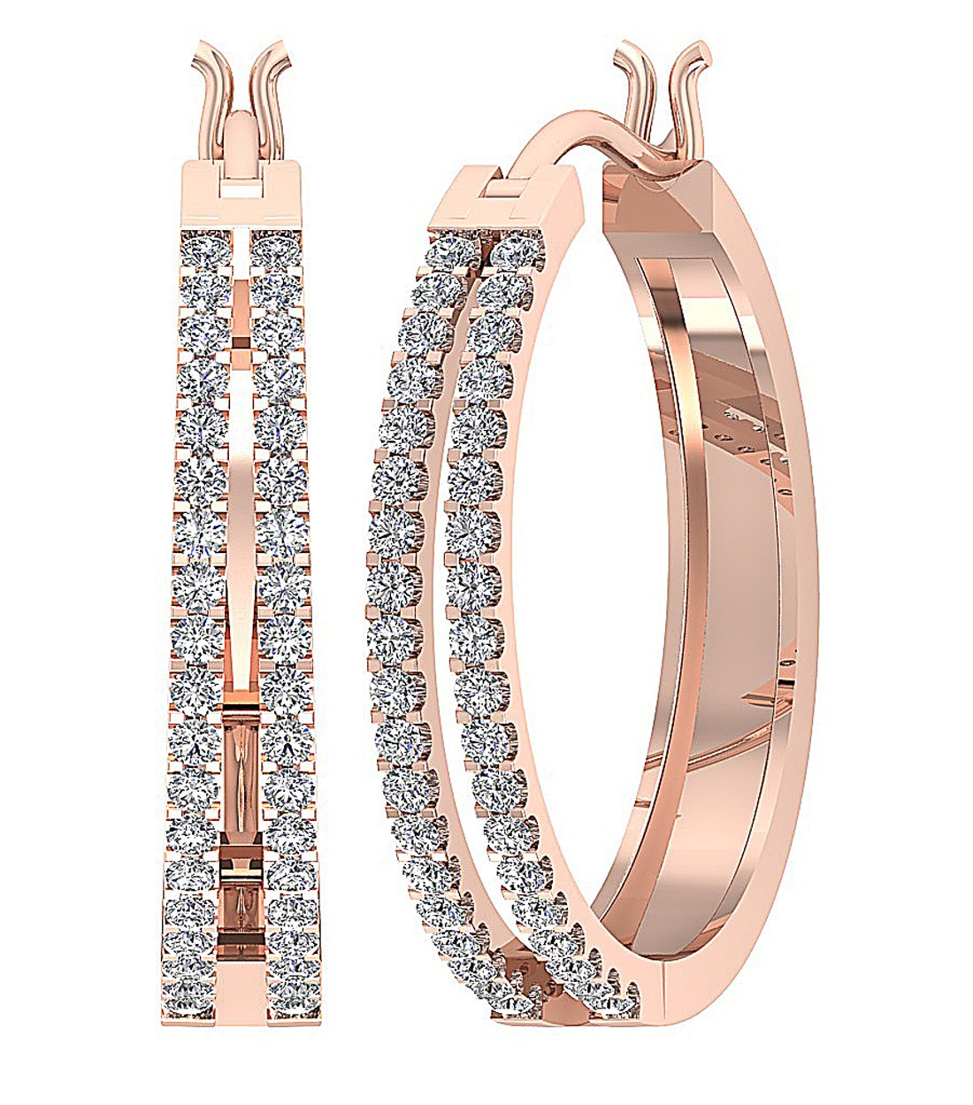Prong Set Large Hoop Anniversary Earrings Round Diamond VVS1/VS1/SI1/I1 1.10 Ct 18k/14k White Gold