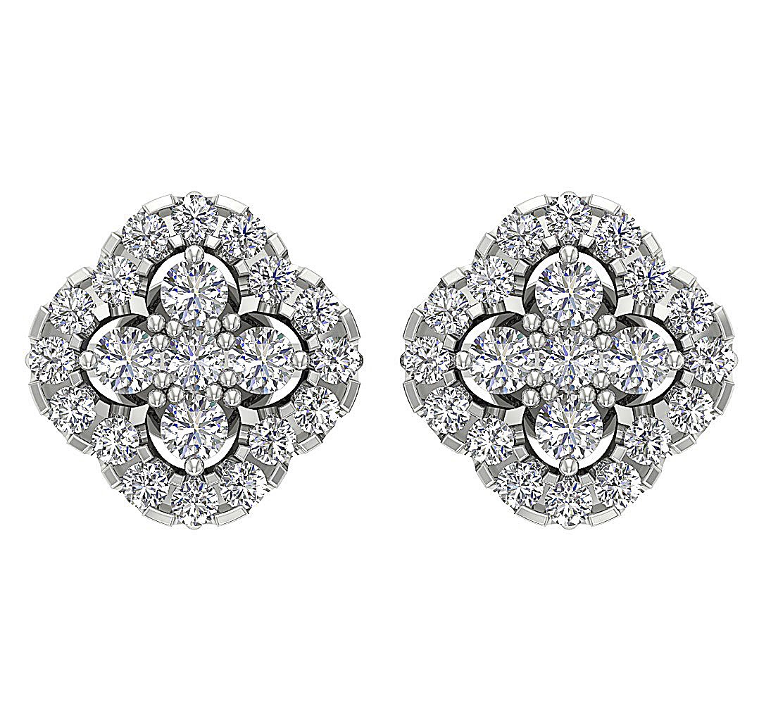 Solitaire Studs Anniversary Earring Round Diamond SI1/I1 G 0.80 Ct 18k/14k Solid Gold Prong Set