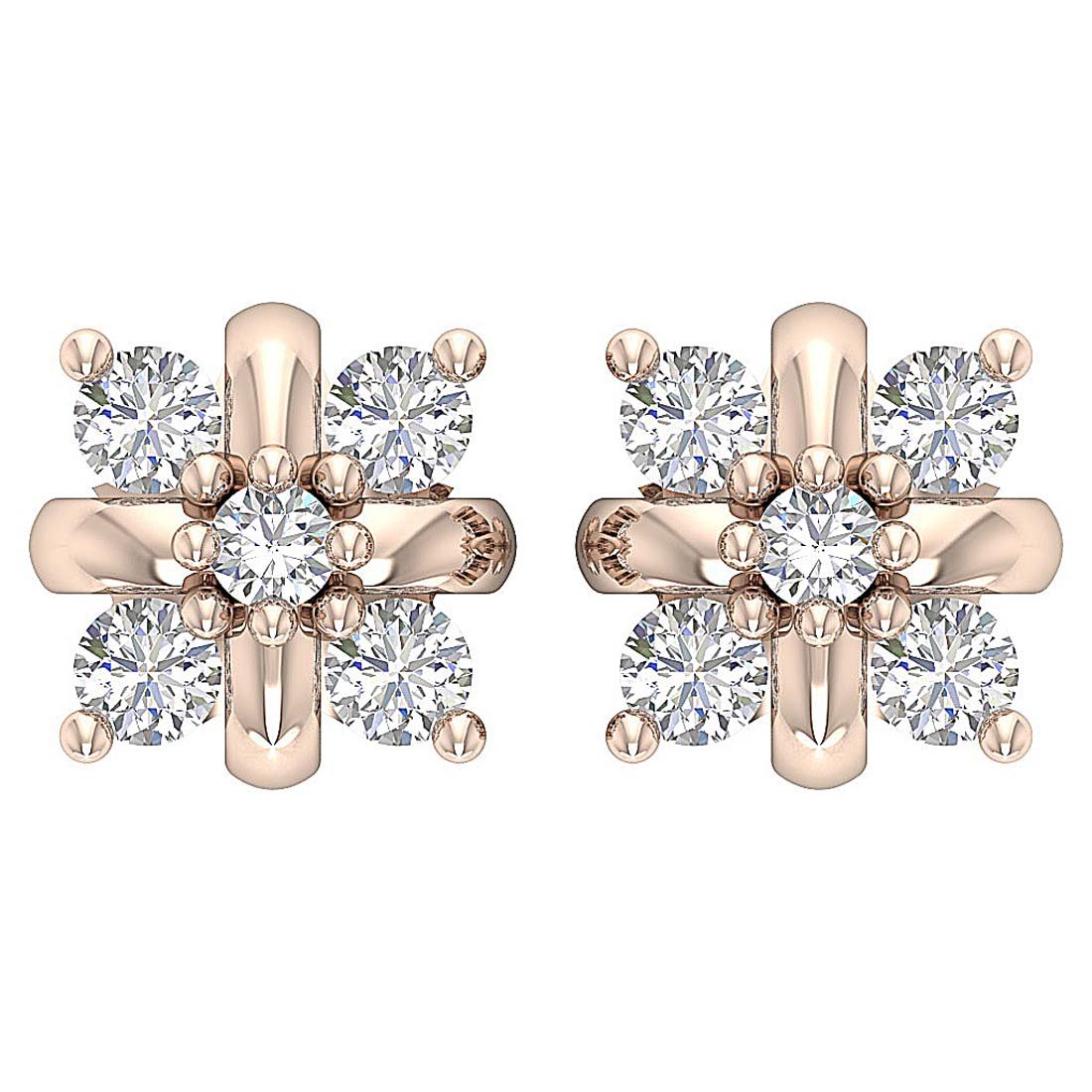 Prong Set Solitaire Studs Anniversary Earring Round Diamond SI1/I1 G 0.30 Ct 18k/14k White Yellow Rose Gold